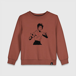 Свитшот хлопковый детский Брюс Ли в крови, цвет: кирпичный