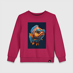 Свитшот хлопковый детский Рыба карп в солнечных очках, цвет: маджента