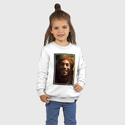 Свитшот хлопковый детский Боб Марли One love, цвет: белый — фото 2