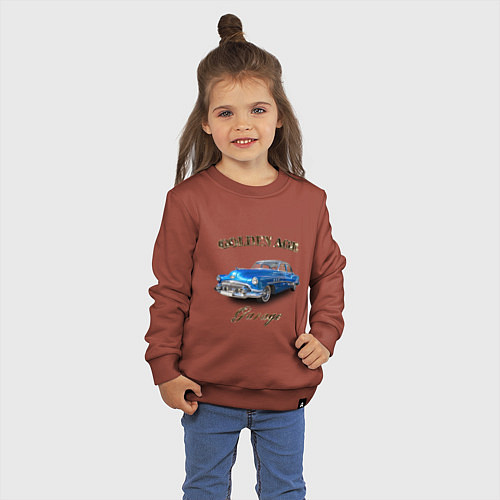 Детский свитшот Классический автомобиль Classic american car Buick / Кирпичный – фото 3