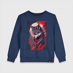 Свитшот хлопковый детский Волк ниндзя, цвет: тёмно-синий