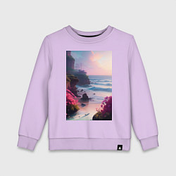 Свитшот хлопковый детский Вечер в бухте, цвет: лаванда