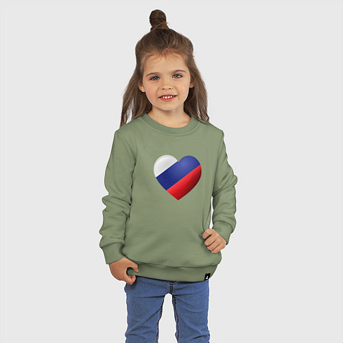 Детский свитшот Флаг России в сердце / Авокадо – фото 3
