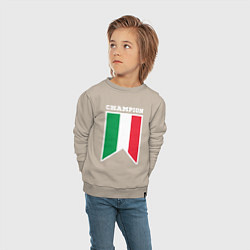 Свитшот хлопковый детский Италия чемпион, цвет: миндальный — фото 2
