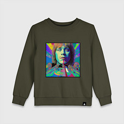 Свитшот хлопковый детский Brian Jones Glitch Modern Art, цвет: хаки