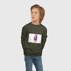 Свитшот хлопковый детский Девушка акварельные краски, цвет: хаки — фото 2