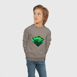 Свитшот хлопковый детский Куб из зелёного кристалла, цвет: утренний латте — фото 2