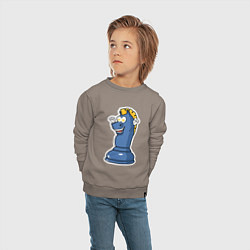 Свитшот хлопковый детский Шахматный конь InChess, цвет: утренний латте — фото 2