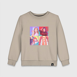 Свитшот хлопковый детский Colorful Black Pink, цвет: миндальный