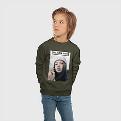 Свитшот хлопковый детский Джису блэкпинк, цвет: хаки — фото 2