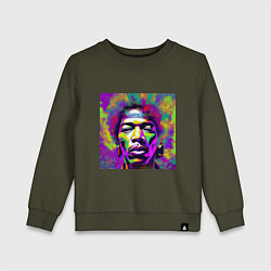 Детский свитшот Jimi Hendrix in color Glitch Art