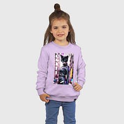 Свитшот хлопковый детский Cool black cat - neural network - fashionista, цвет: лаванда — фото 2
