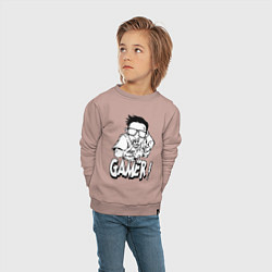 Свитшот хлопковый детский Gamer man, цвет: пыльно-розовый — фото 2