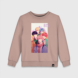 Свитшот хлопковый детский Kpop BTS art, цвет: пыльно-розовый