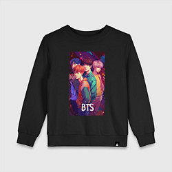 Свитшот хлопковый детский BTS anime kpop style, цвет: черный