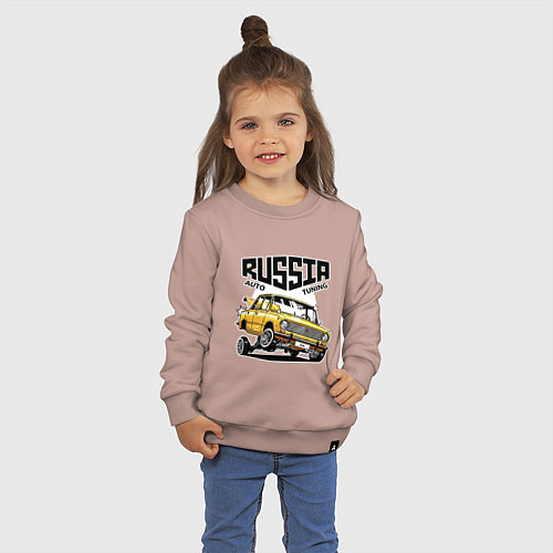Детский свитшот Russia tuning car / Пыльно-розовый – фото 3