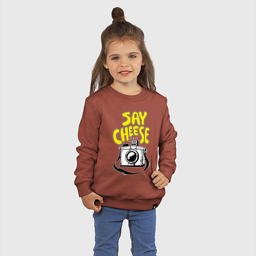 Детский свитшот Cheese photo camera / Кирпичный – фото 3