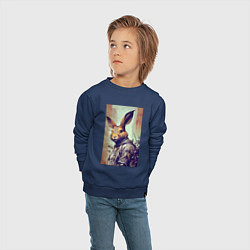 Свитшот хлопковый детский Модный зайчара - нейросеть, цвет: тёмно-синий — фото 2