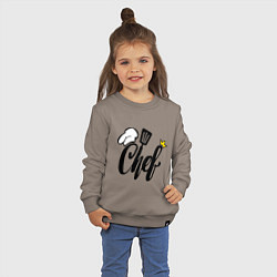 Свитшот хлопковый детский Надпись - шеф повар, цвет: утренний латте — фото 2