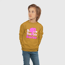 Свитшот хлопковый детский Логотип Барби объемный, цвет: горчичный — фото 2