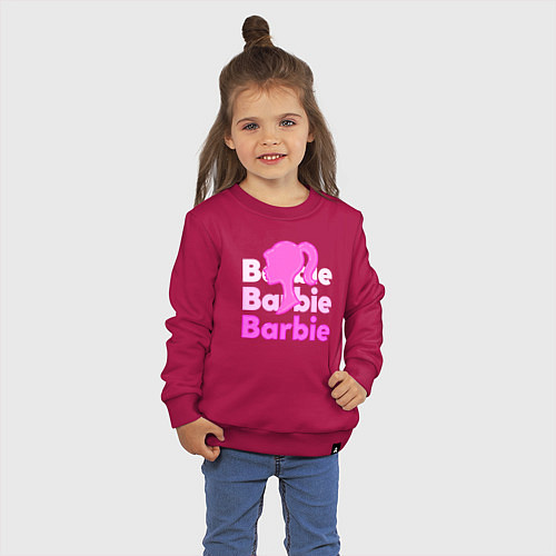 Детский свитшот Логотип Барби объемный / Маджента – фото 3