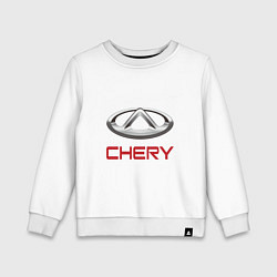 Свитшот хлопковый детский Chery - лого, цвет: белый