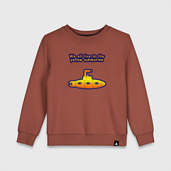 Свитшот хлопковый детский We all live in the yellow submarine, цвет: кирпичный