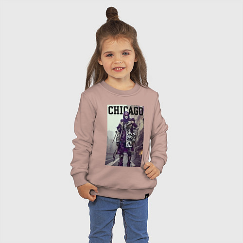 Детский свитшот Модный чувак из Чикаго - нейросеть / Пыльно-розовый – фото 3