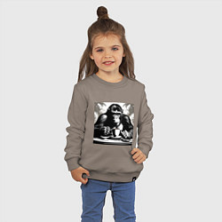 Свитшот хлопковый детский Горилла с чашкой кофе - нейросеть, цвет: утренний латте — фото 2