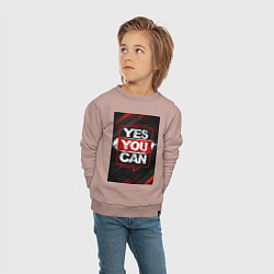 Свитшот хлопковый детский Yes, you can, цвет: пыльно-розовый — фото 2