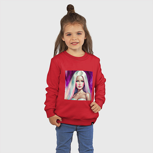 Детский свитшот Барби с распущенными волосами / Красный – фото 3