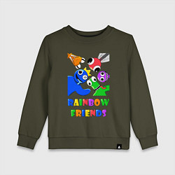Свитшот хлопковый детский Rainbow Friends персонажи, цвет: хаки