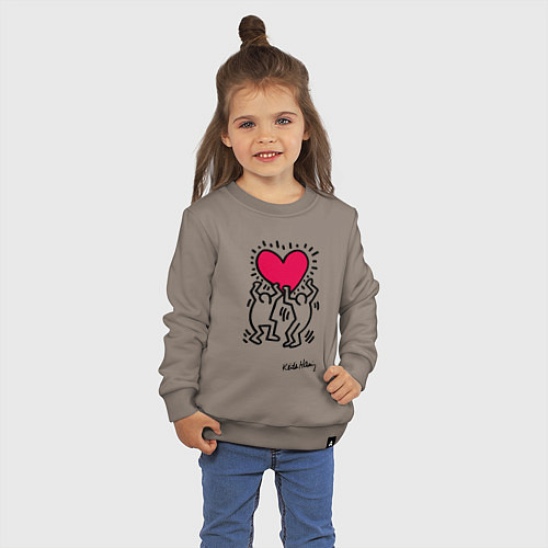 Детский свитшот Человечки с сердцем - поп арт Кит Харинг / Утренний латте – фото 3