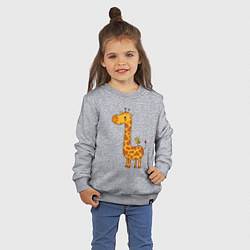 Свитшот хлопковый детский Жираф и птичка, цвет: меланж — фото 2