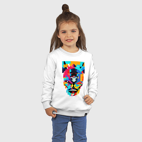 Детский свитшот Funny skull - pop art / Белый – фото 3