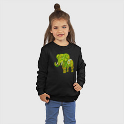 Свитшот хлопковый детский Зелёный слон, цвет: черный — фото 2
