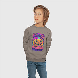 Свитшот хлопковый детский Тыква Хэллоуин, цвет: утренний латте — фото 2