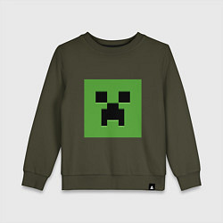 Свитшот хлопковый детский Minecraft creeper face, цвет: хаки