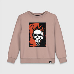Свитшот хлопковый детский Punks skull, цвет: пыльно-розовый
