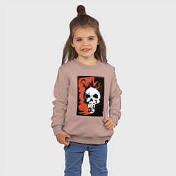 Свитшот хлопковый детский Punks skull, цвет: пыльно-розовый — фото 2
