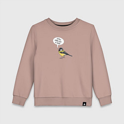 Свитшот хлопковый детский Синица с прикольной надписью - держи себя в руках, цвет: пыльно-розовый