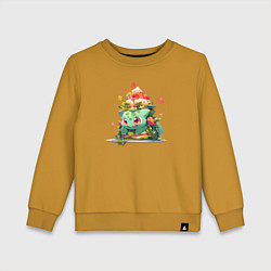 Свитшот хлопковый детский Малыш Бульбазавр, цвет: горчичный