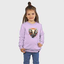 Свитшот хлопковый детский Слон в цветах - хиппи арт принт, цвет: лаванда — фото 2