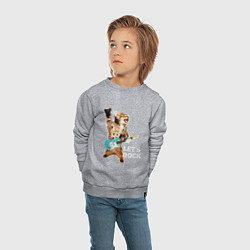 Свитшот хлопковый детский Let s rock Котик рокер, цвет: меланж — фото 2