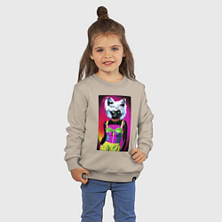 Свитшот хлопковый детский Cat fashionista - pop art - neural network, цвет: миндальный — фото 2