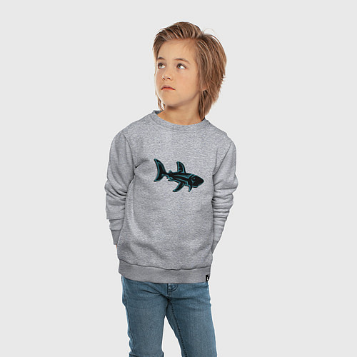 Детский свитшот Неоновая акула с узором / Меланж – фото 4