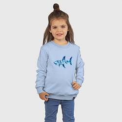 Свитшот хлопковый детский Акула из мозаики цвета моря с надписью shark, цвет: мягкое небо — фото 2