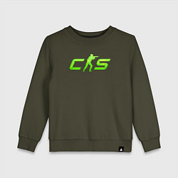 Свитшот хлопковый детский CS2 green logo, цвет: хаки