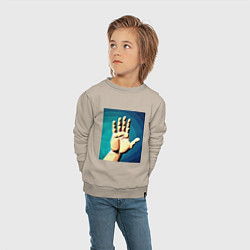 Свитшот хлопковый детский Приветствие рукой, цвет: миндальный — фото 2