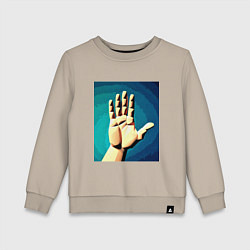 Свитшот хлопковый детский Приветствие рукой, цвет: миндальный